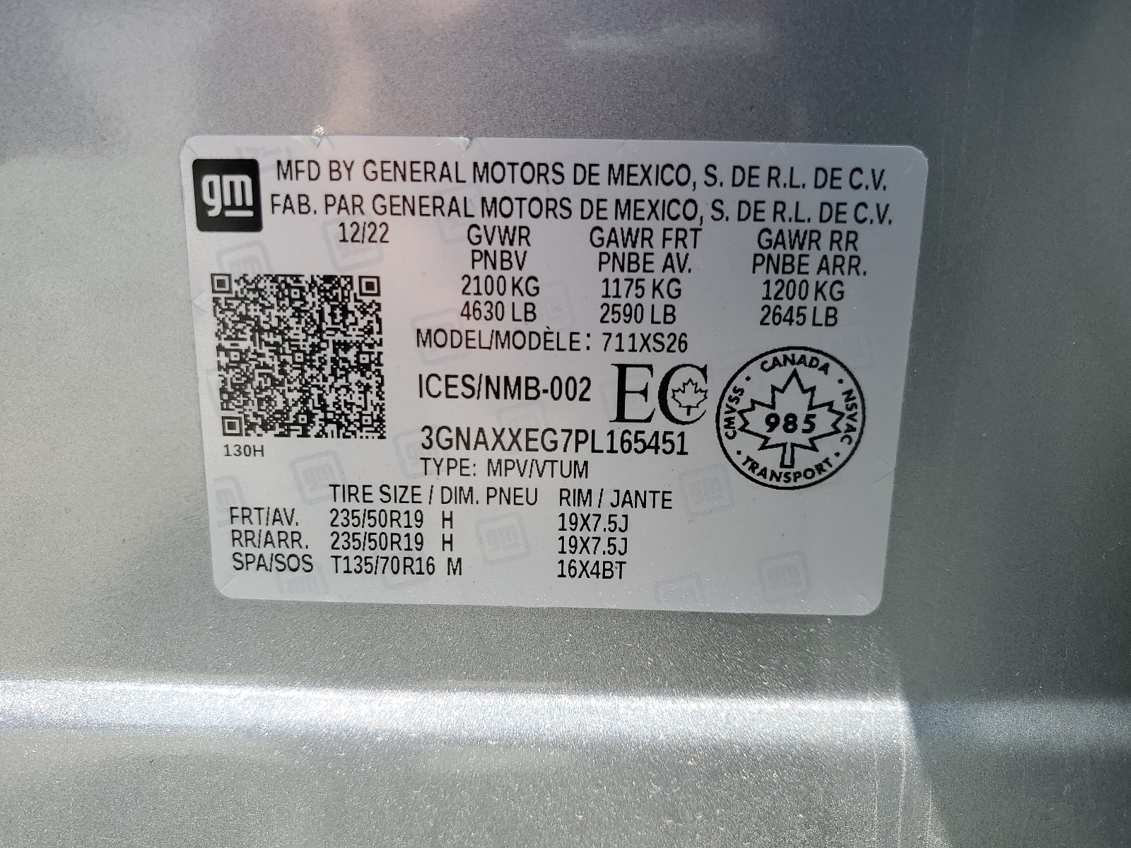 3GNAXXEG7PL165451 2023 Chevrolet Equinox Premier