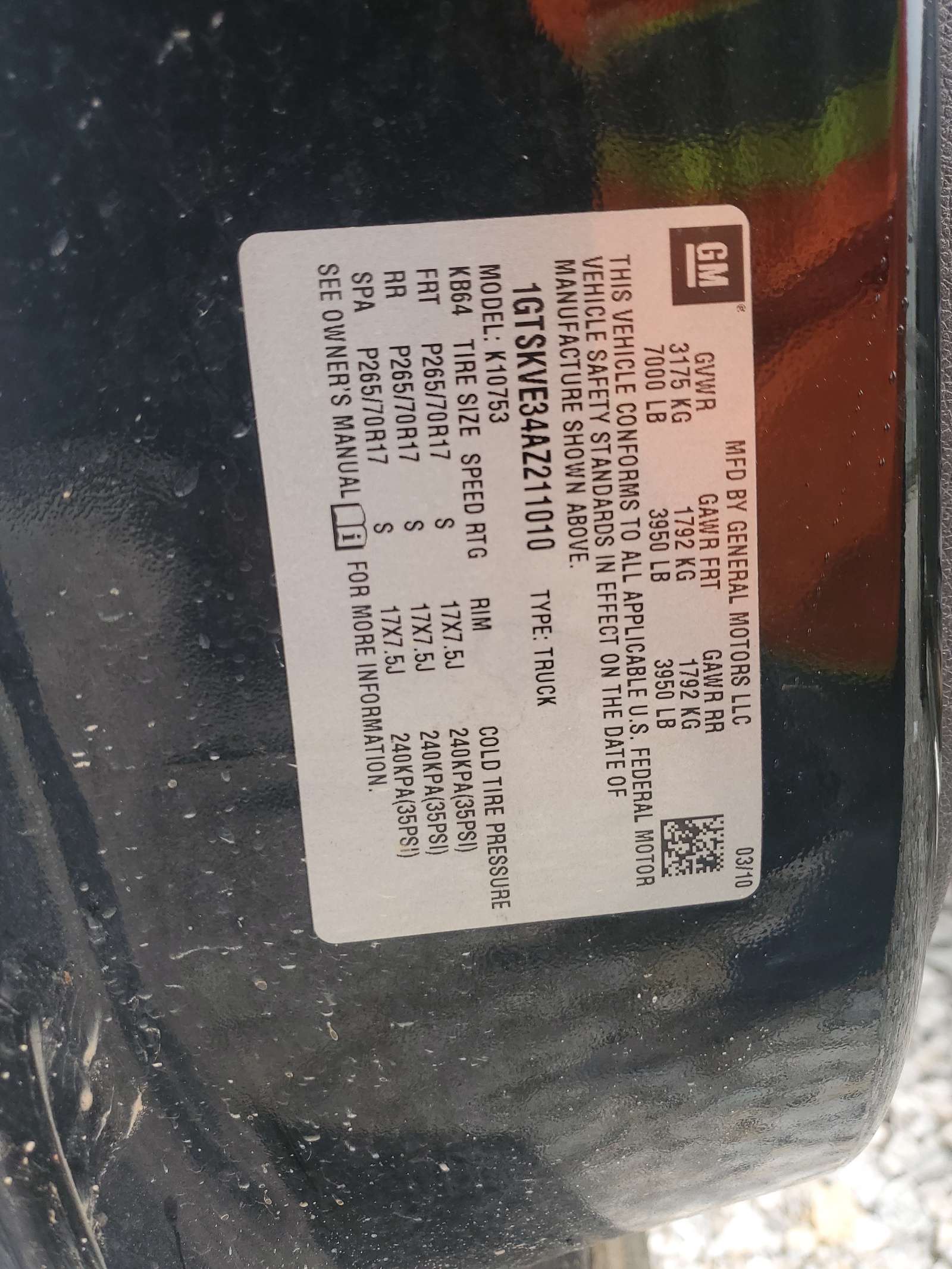 1GTSKVE34AZ211010 2010 GMC Sierra K1500 Sle