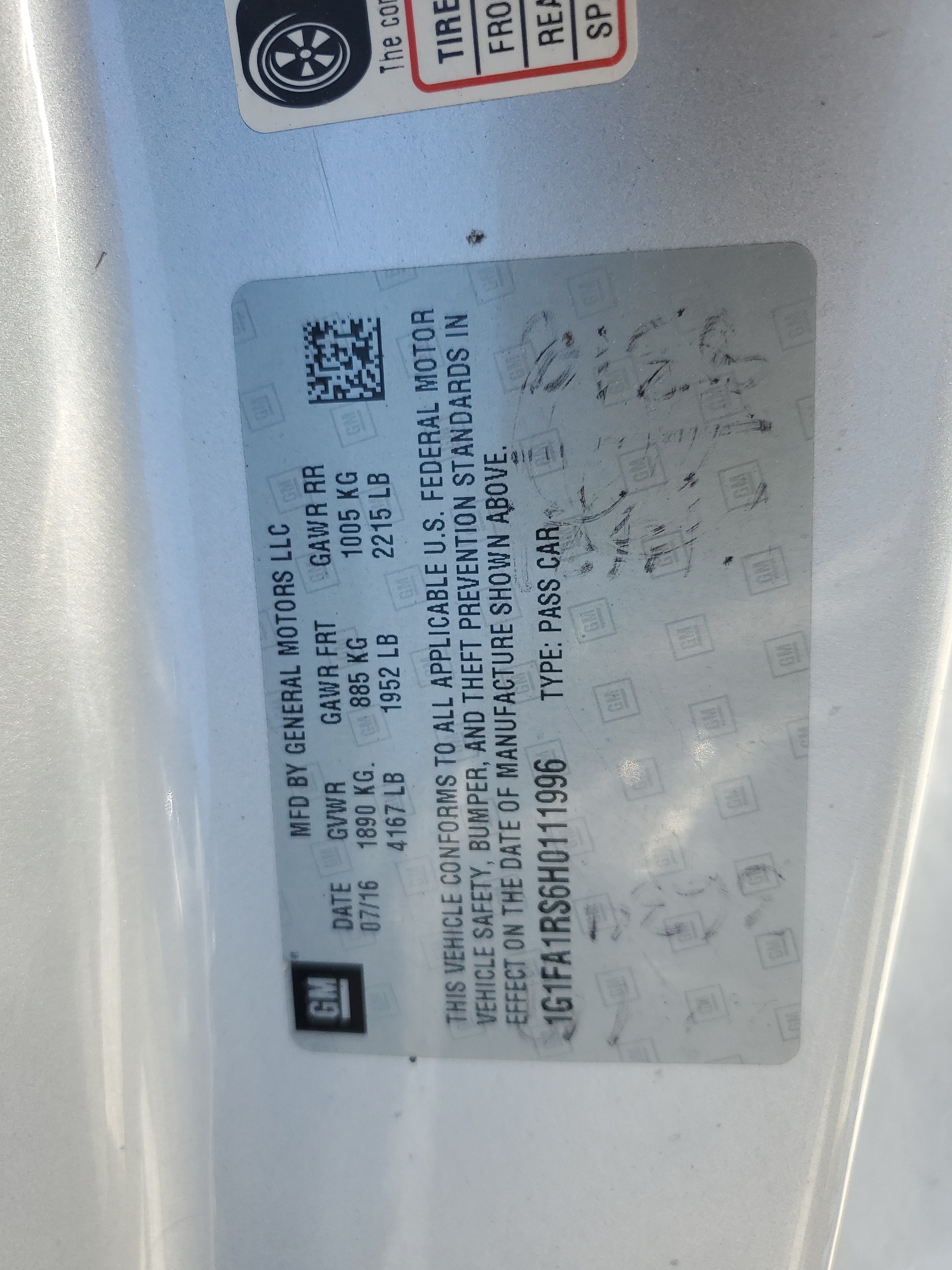 1G1FA1RS6H0111996 2017 Chevrolet Camaro Ls