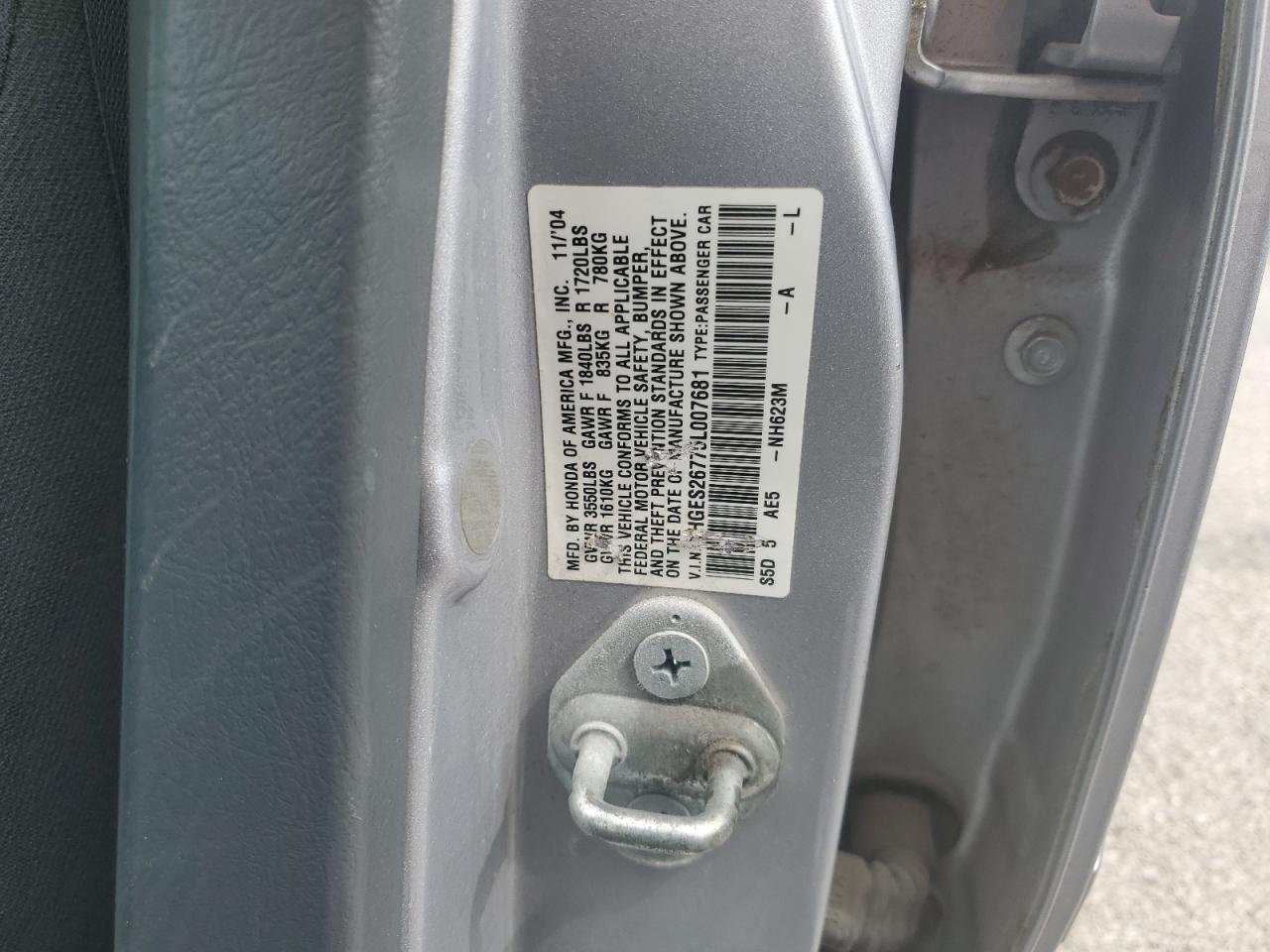 1HGES26775L007681 2005 Honda Civic Ex