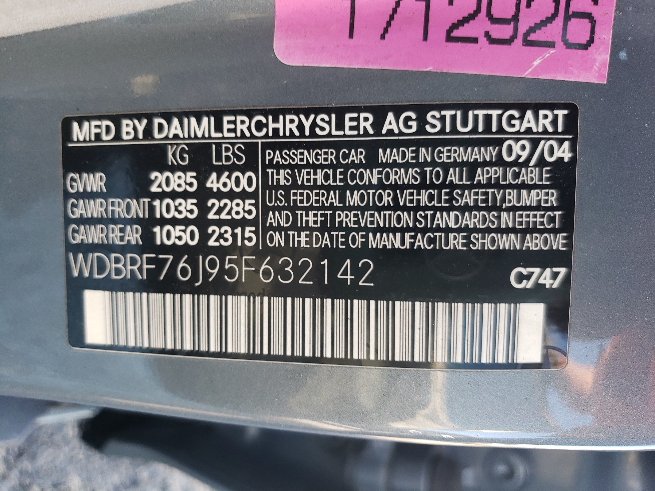 WDBRF76J95F632142 2005 Mercedes-Benz C 55 Amg