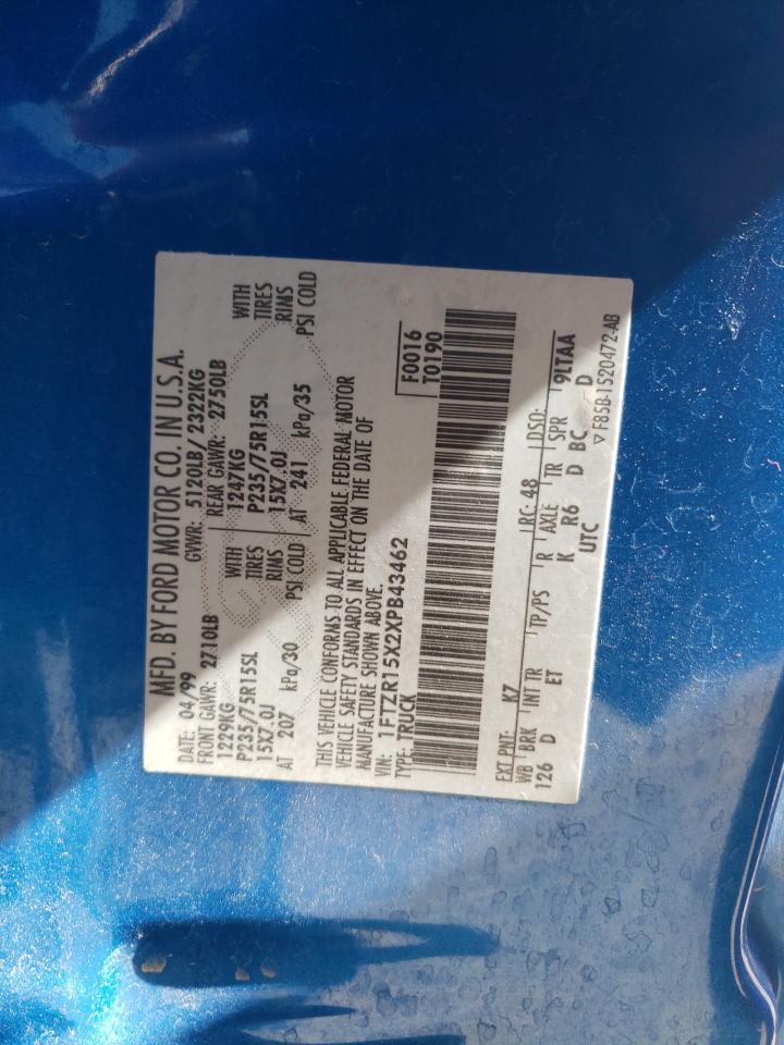 1999 Ford Ranger Super Cab VIN: 1FTZR15X2XPB43462 Lot: 60154094