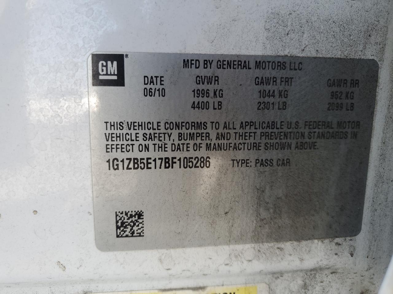 2011 Chevrolet Malibu Ls VIN: 1G1ZB5E17BF105286 Lot: 59588634