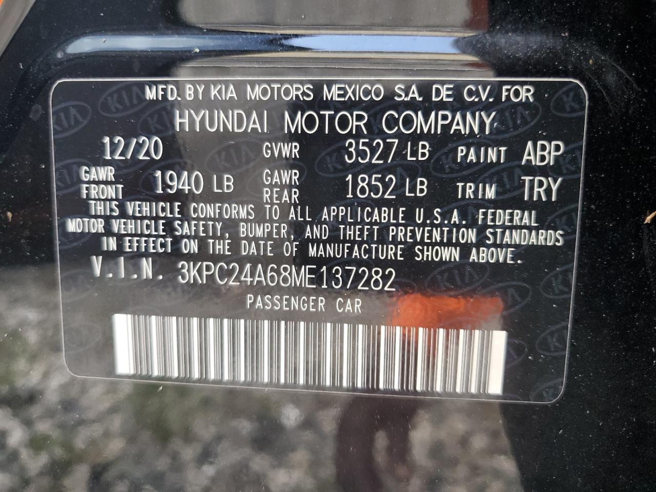 2021 Hyundai Accent Se VIN: 3KPC24A68ME137282 Lot: 59673814