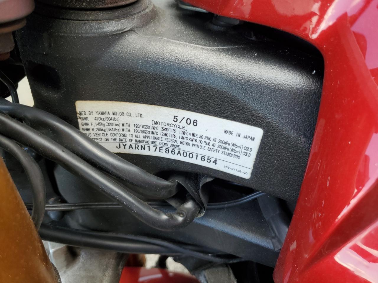 JYARN17E86A001654 2006 Yamaha Fz1 S