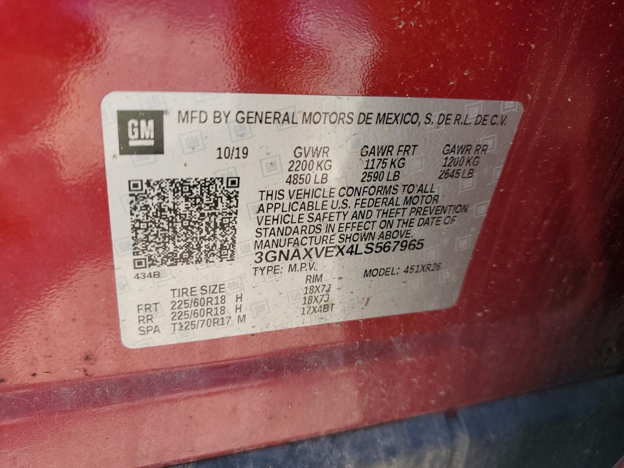 3GNAXVEX4LS567965 CHEVROLET EQUINOX 2020