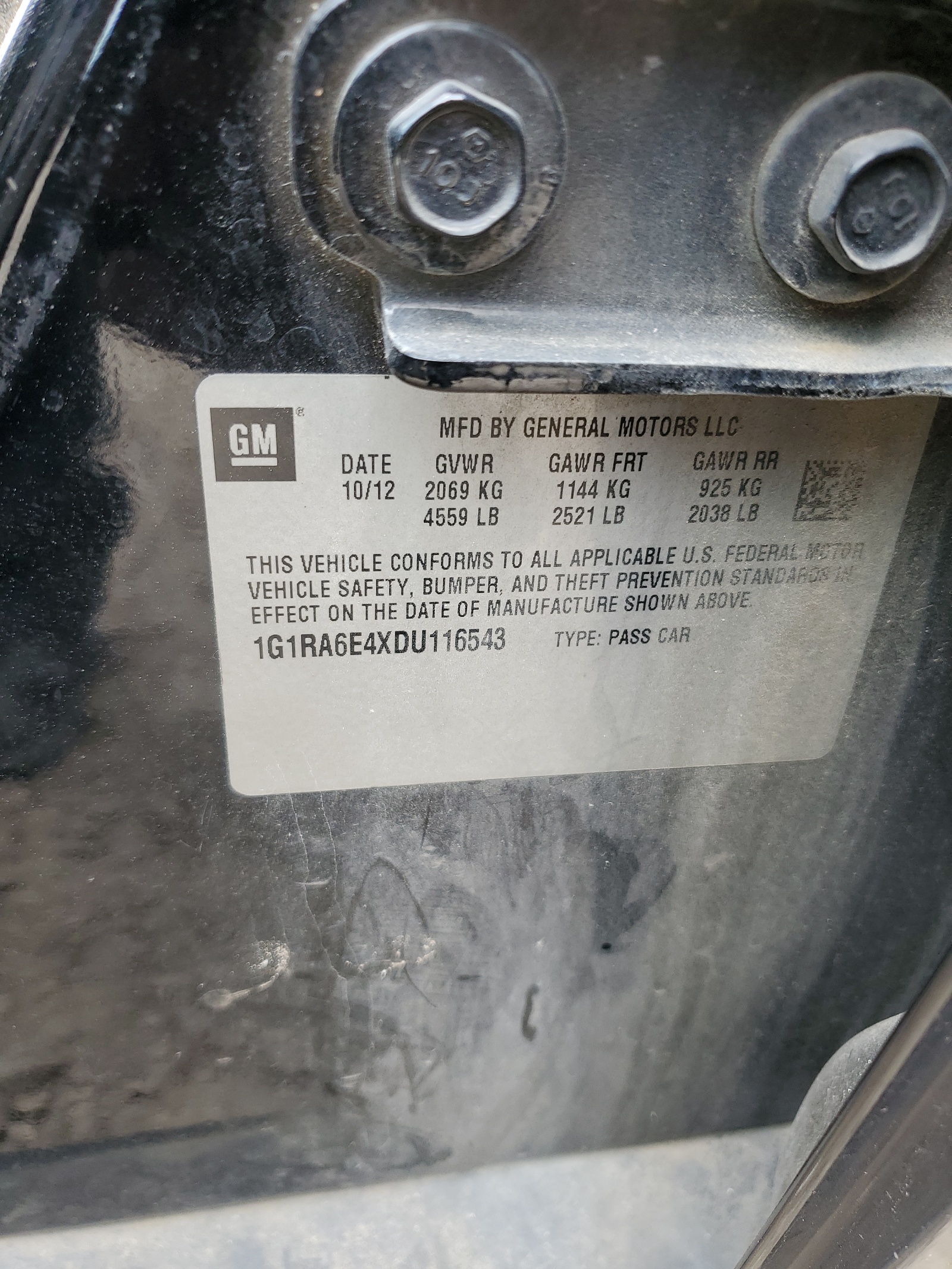 1G1RA6E4XDU116543 2013 Chevrolet Volt