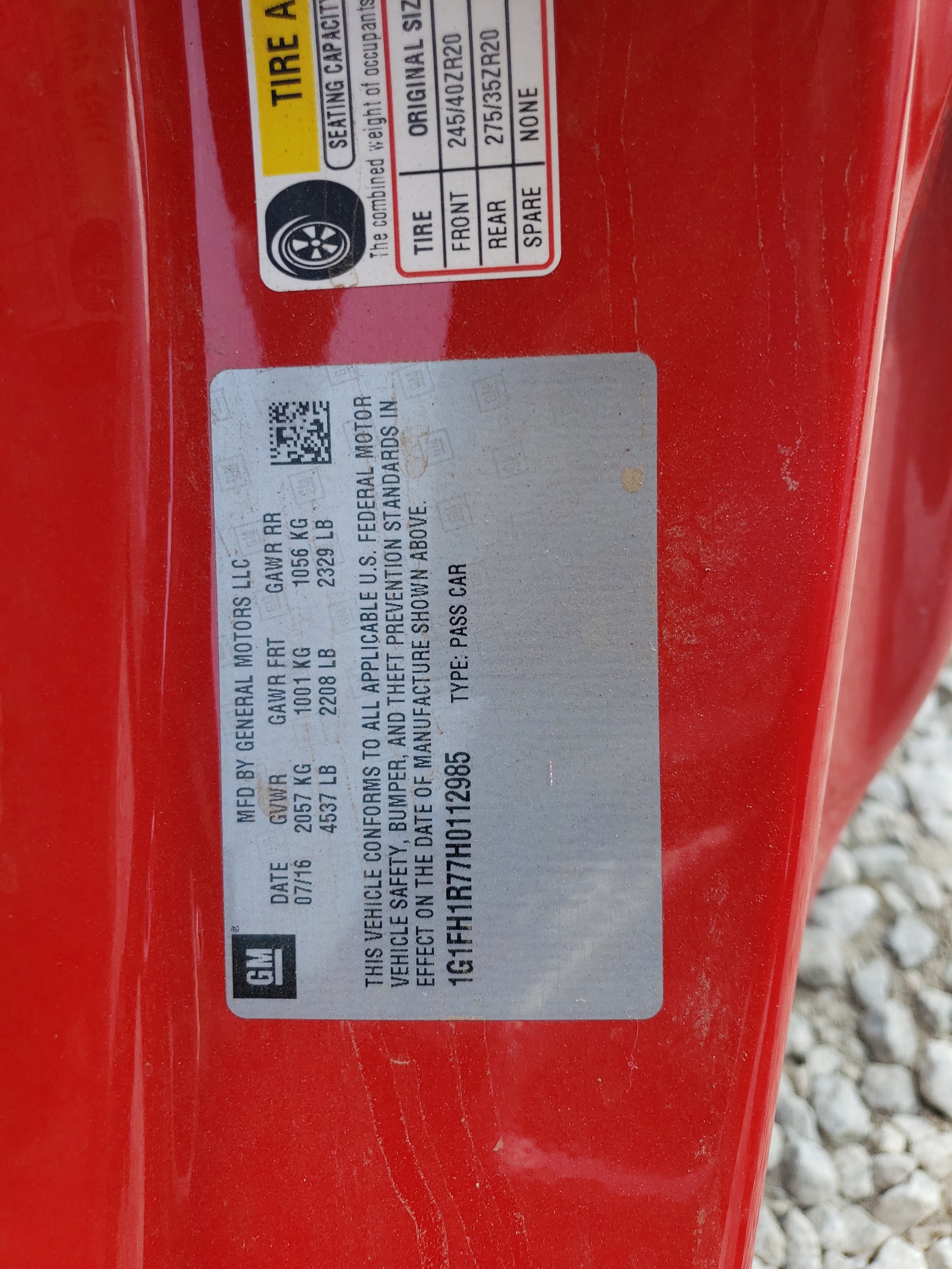 1G1FH1R77H0112985 2017 Chevrolet Camaro Ss