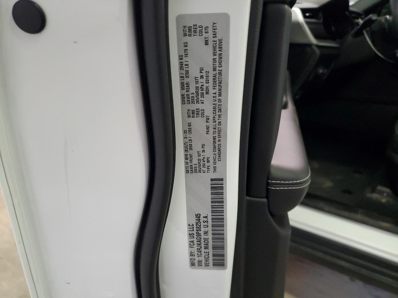 2023 Jeep Grand Cherokee L Laredo VIN: 1C4RJKAG9P8825445 Lot: 61073664