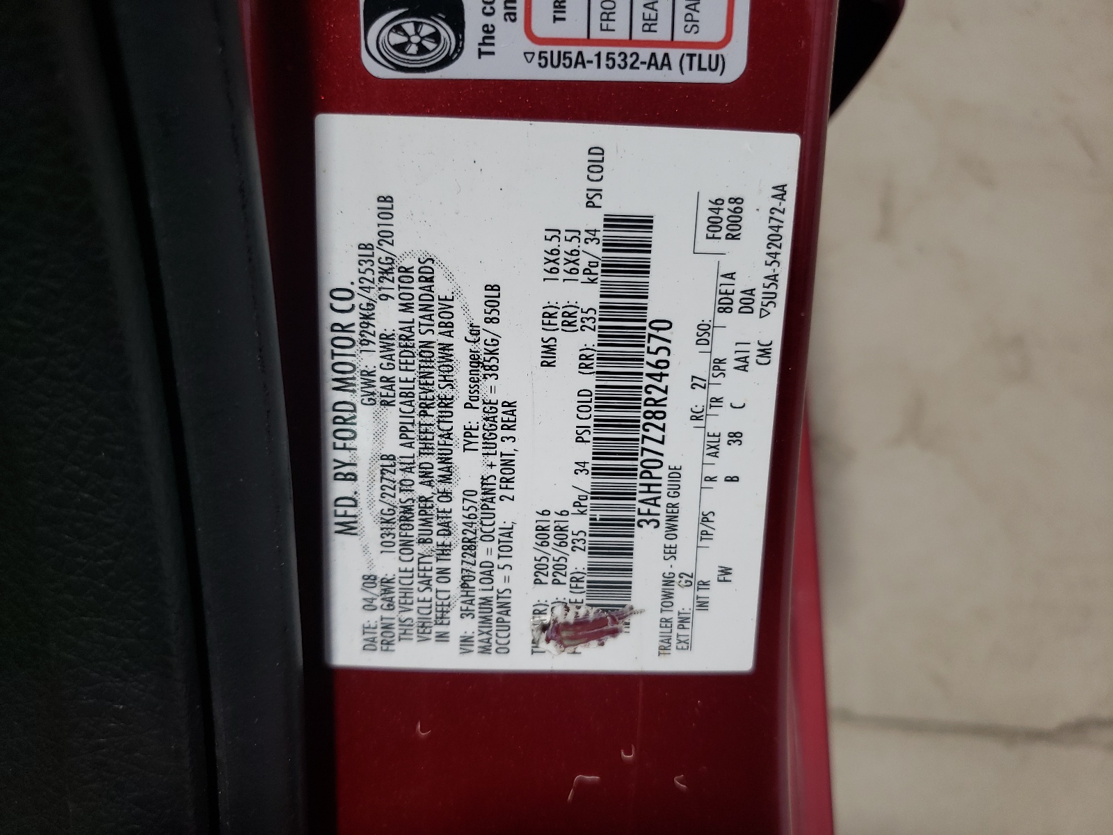 3FAHP07Z28R246570 2008 Ford Fusion Se