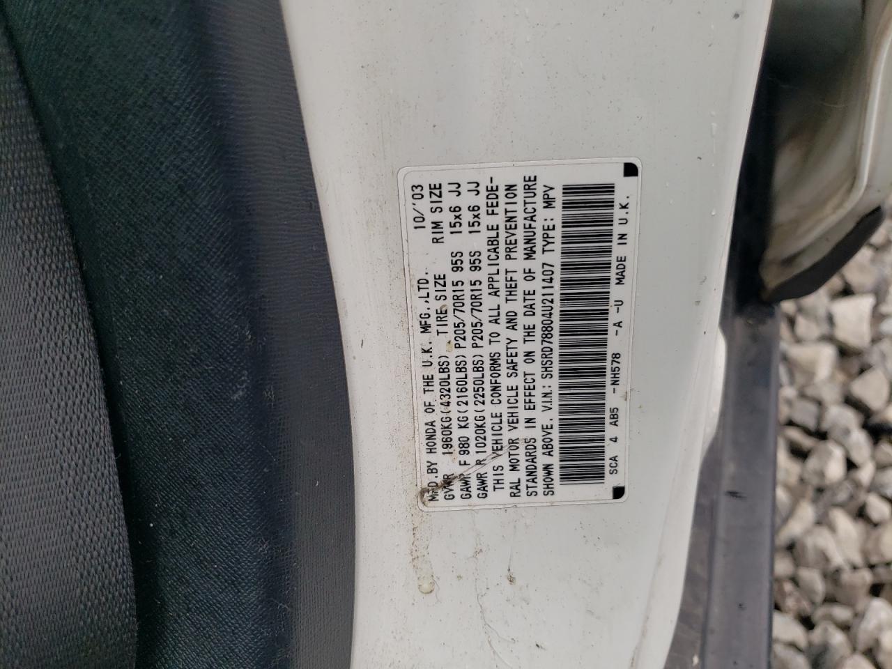 2004 Honda Cr-V Ex VIN: SHSRD78804U211407 Lot: 60392524