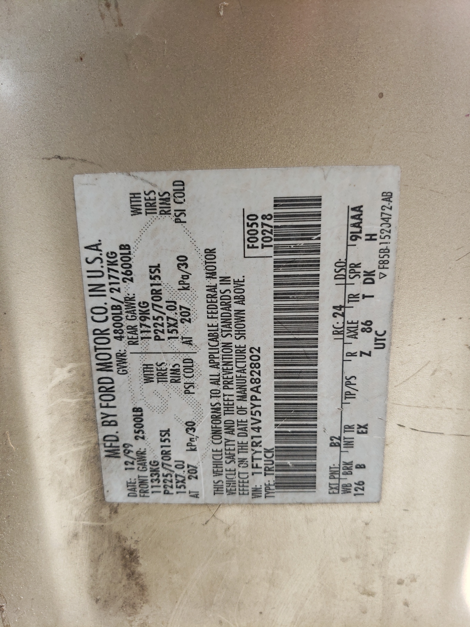 1FTYR14V5YPA82802 2000 Ford Ranger Super Cab