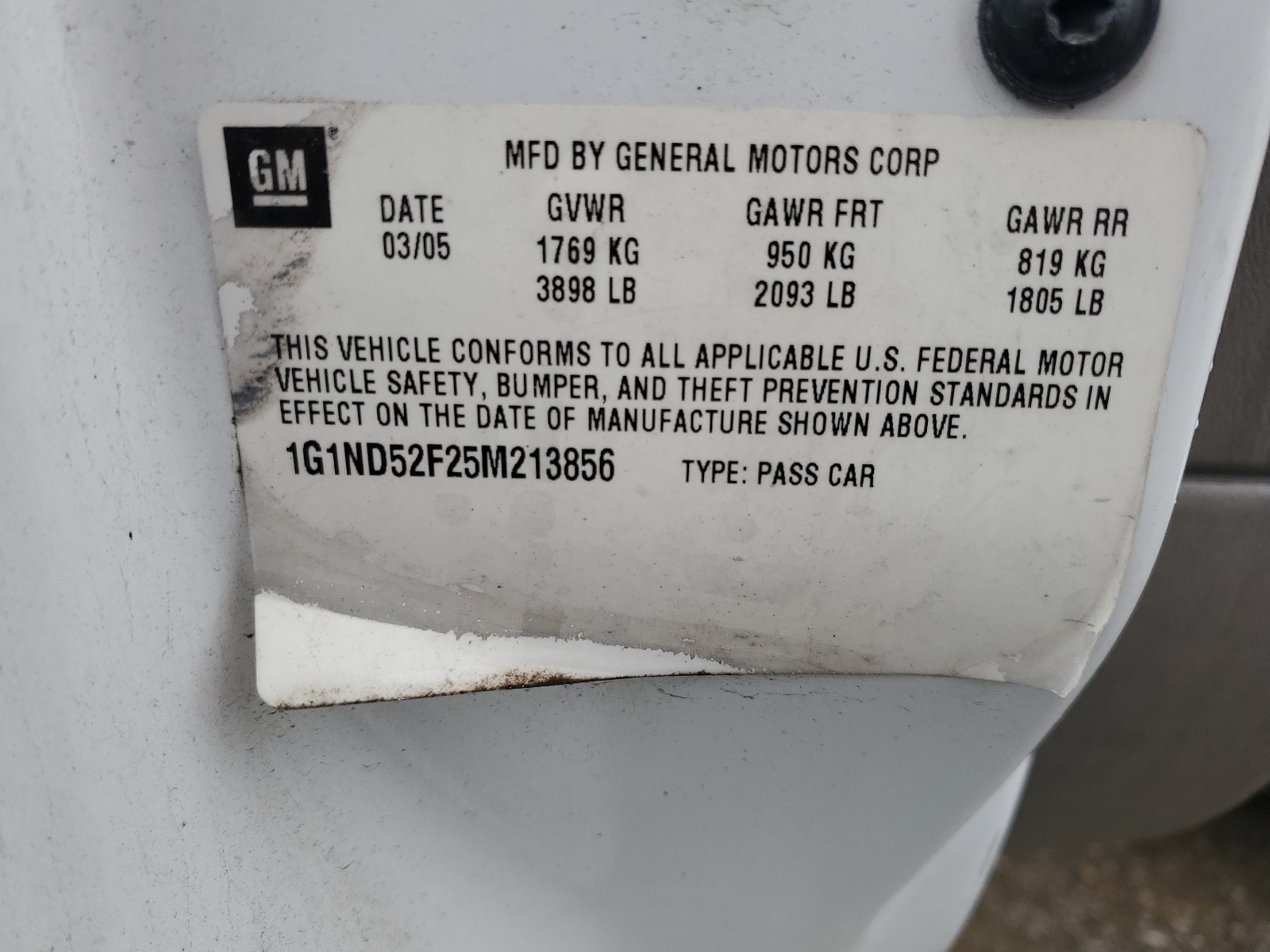 1G1ND52F25M213856 2005 Chevrolet Classic