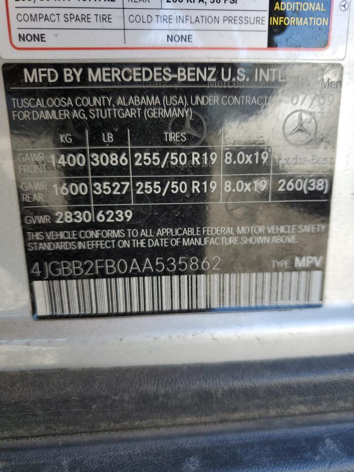 2010 Mercedes-Benz Ml 350 Bluetec VIN: 4JGBB2FB0AA535862 Lot: 56077214