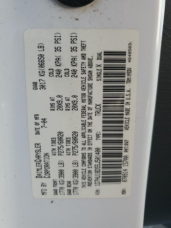 2005 Dodge Ram 1500 St VIN: 1D7HU18D55J501400 Lot: 58966134