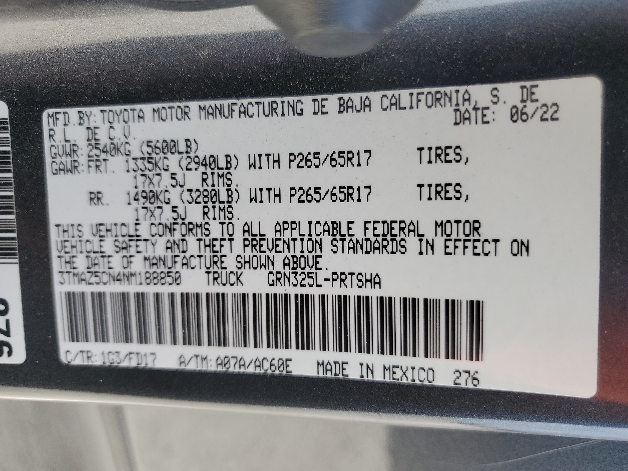 3TMAZ5CN4NM188850 2022 Toyota Tacoma Double Cab