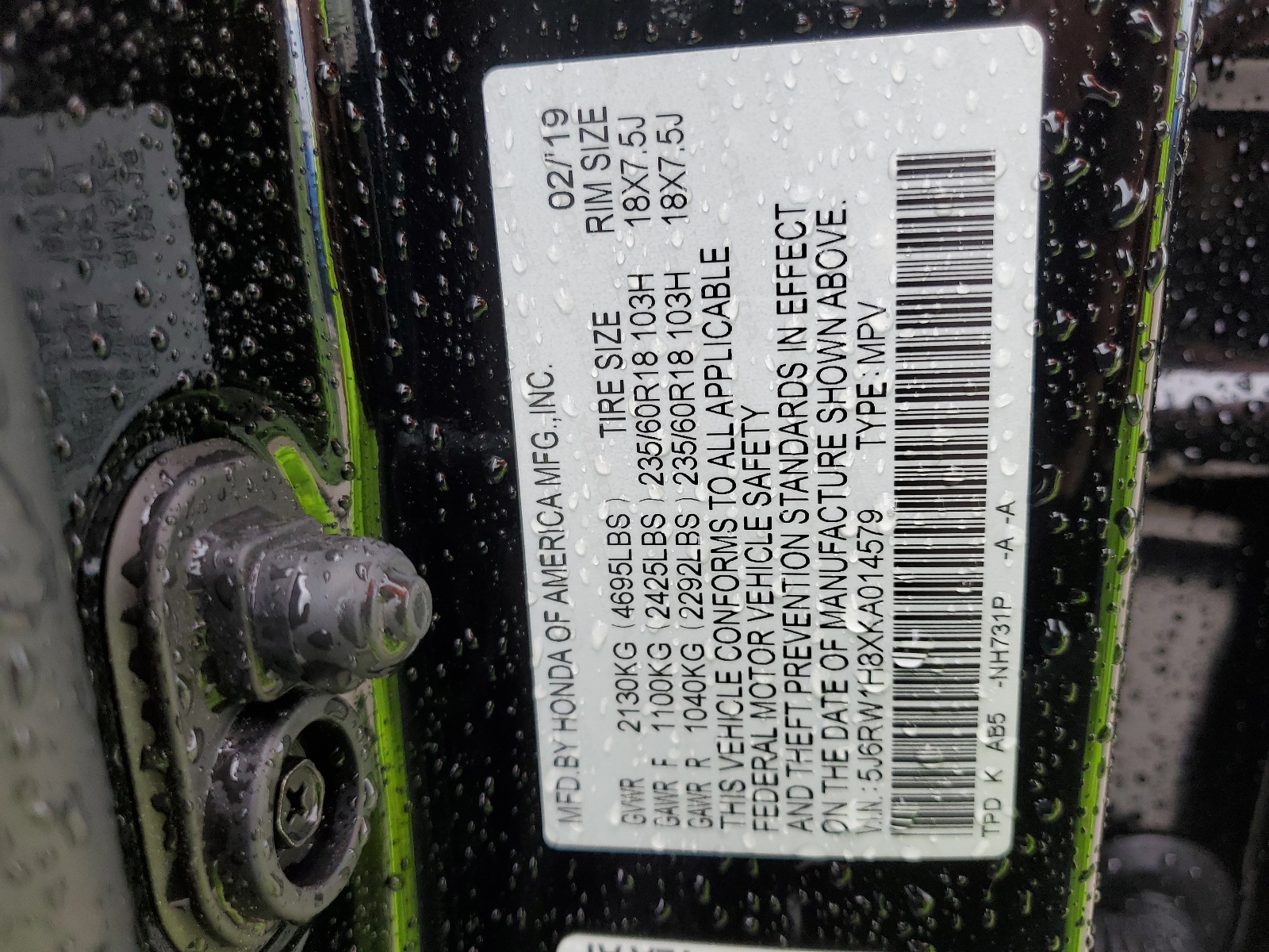 5J6RW1H8XKA014579 2019 Honda Cr-V Exl