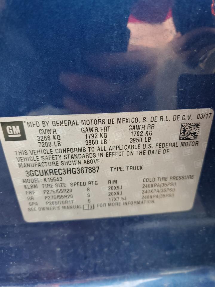 3GCUKREC3HG367887 2017 Chevrolet Silverado K1500 Lt