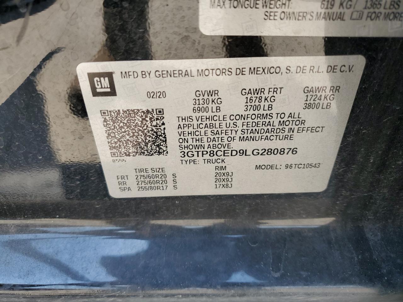 2020 GMC Sierra C1500 Elevation VIN: 3GTP8CED9LG280876 Lot: 57785964
