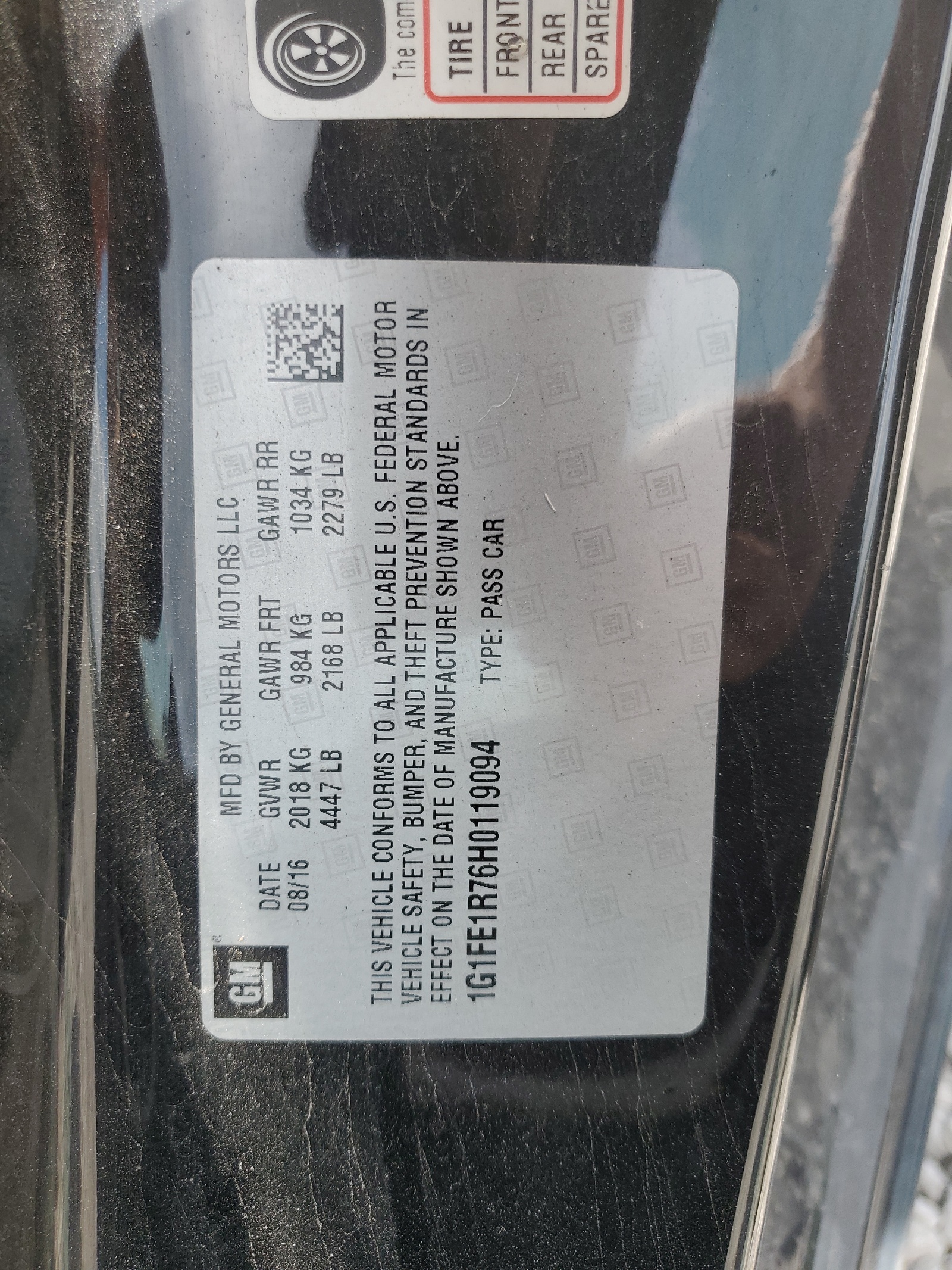 1G1FE1R76H0119094 2017 Chevrolet Camaro Ss