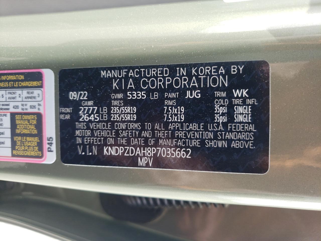 2023 Kia Sportage X-Line Prestige VIN: KNDPZDAH8P7035662 Lot: 56096474