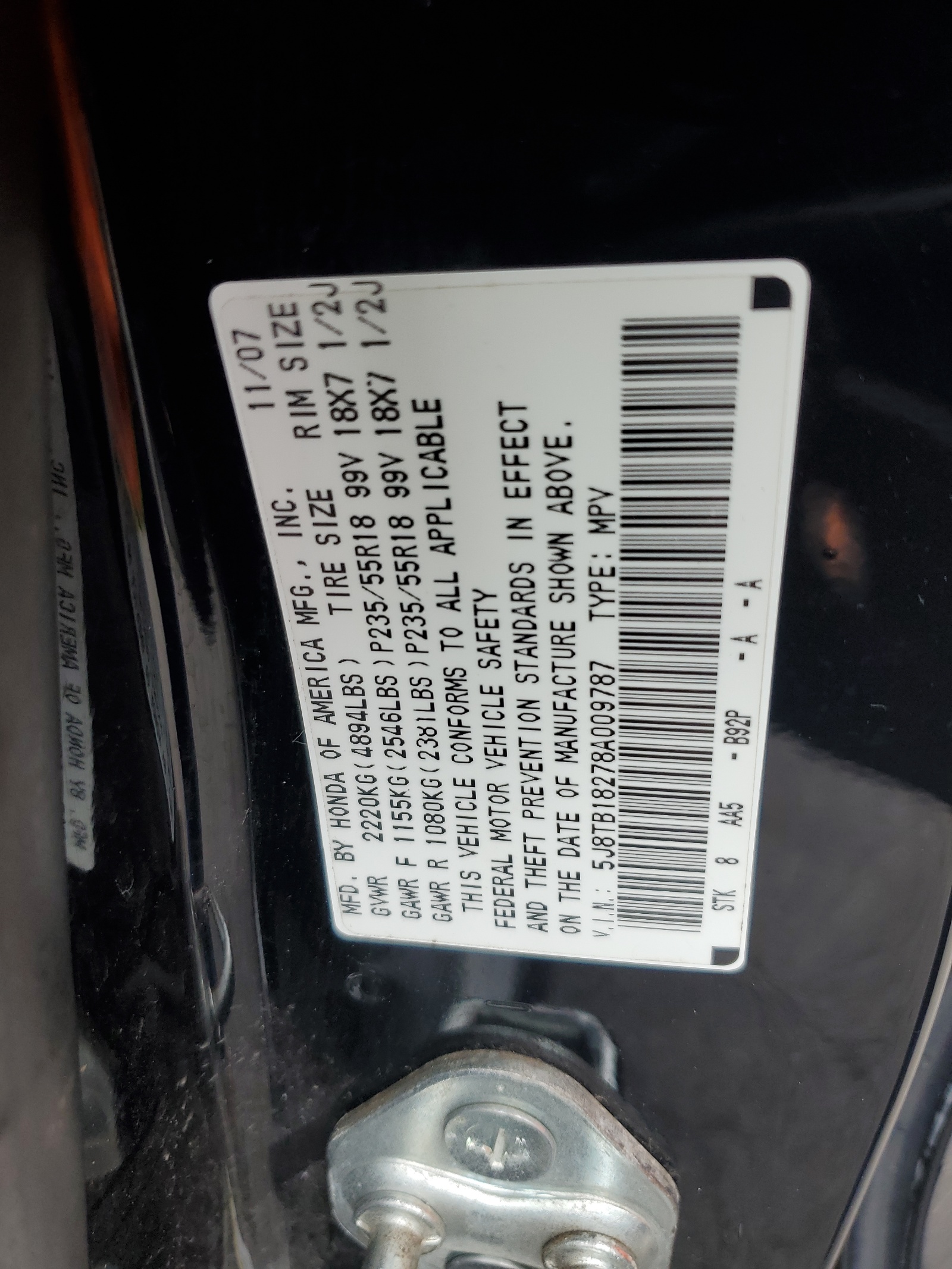 5J8TB18278A009787 2008 Acura Rdx