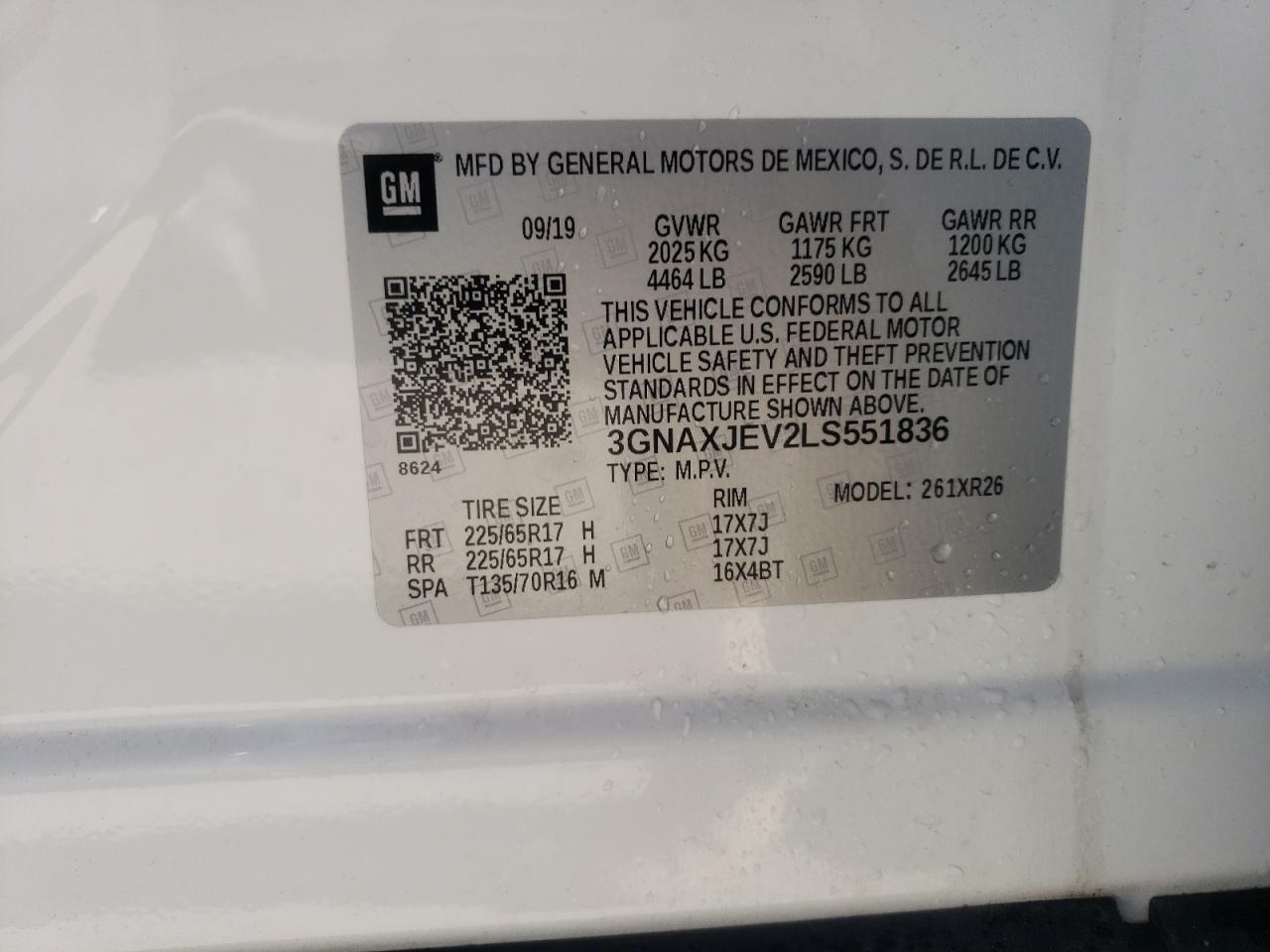 3GNAXJEV2LS551836 CHEVROLET EQUINOX 2020