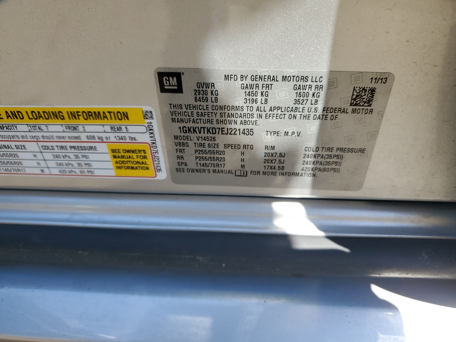 1GKKVTKD7EJ221435 2014 GMC Acadia Denali