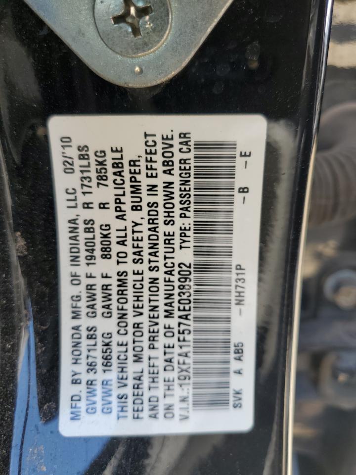 2010 Honda Civic Lx VIN: 19XFA1F57AE038902 Lot: 60749054