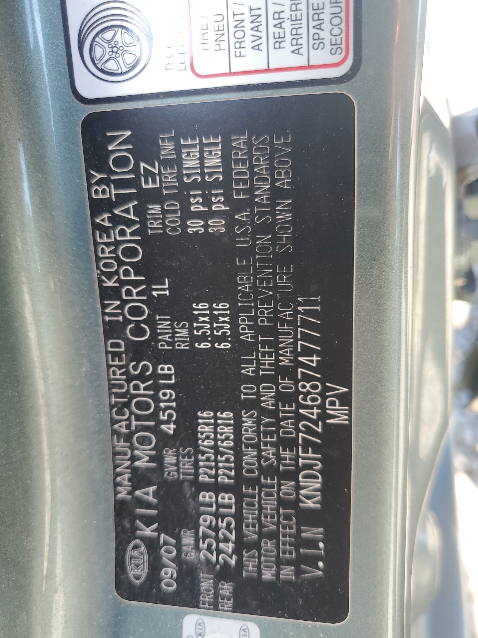 KNDJF724687477711 2008 Kia Sportage Lx