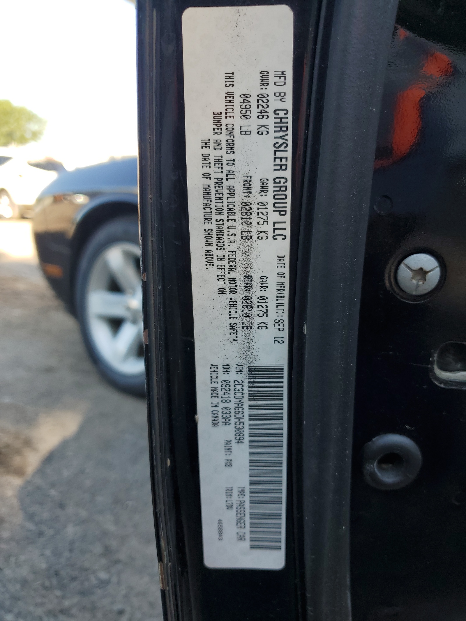 2C3CDYAG6DH530894 2013 Dodge Challenger Sxt