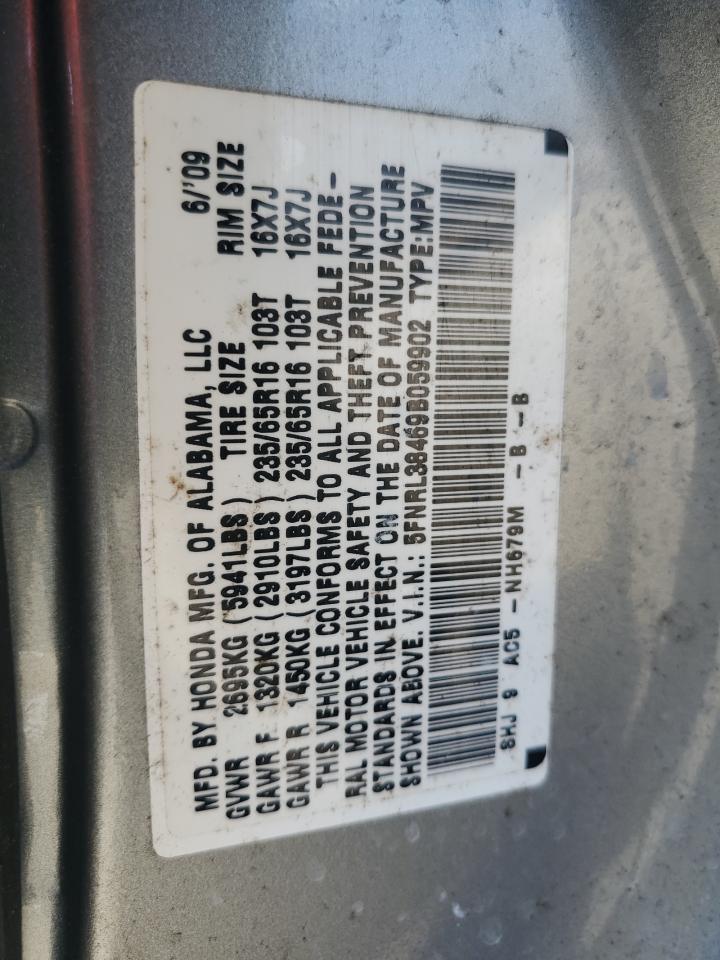 2009 Honda Odyssey Ex VIN: 5FNRL38469B059902 Lot: 58835054