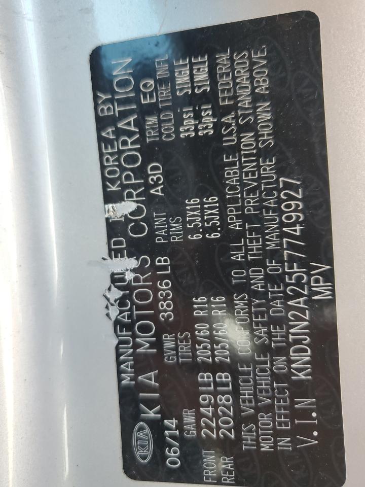 2015 Kia Soul VIN: KNDJN2A25F7749927 Lot: 58479754