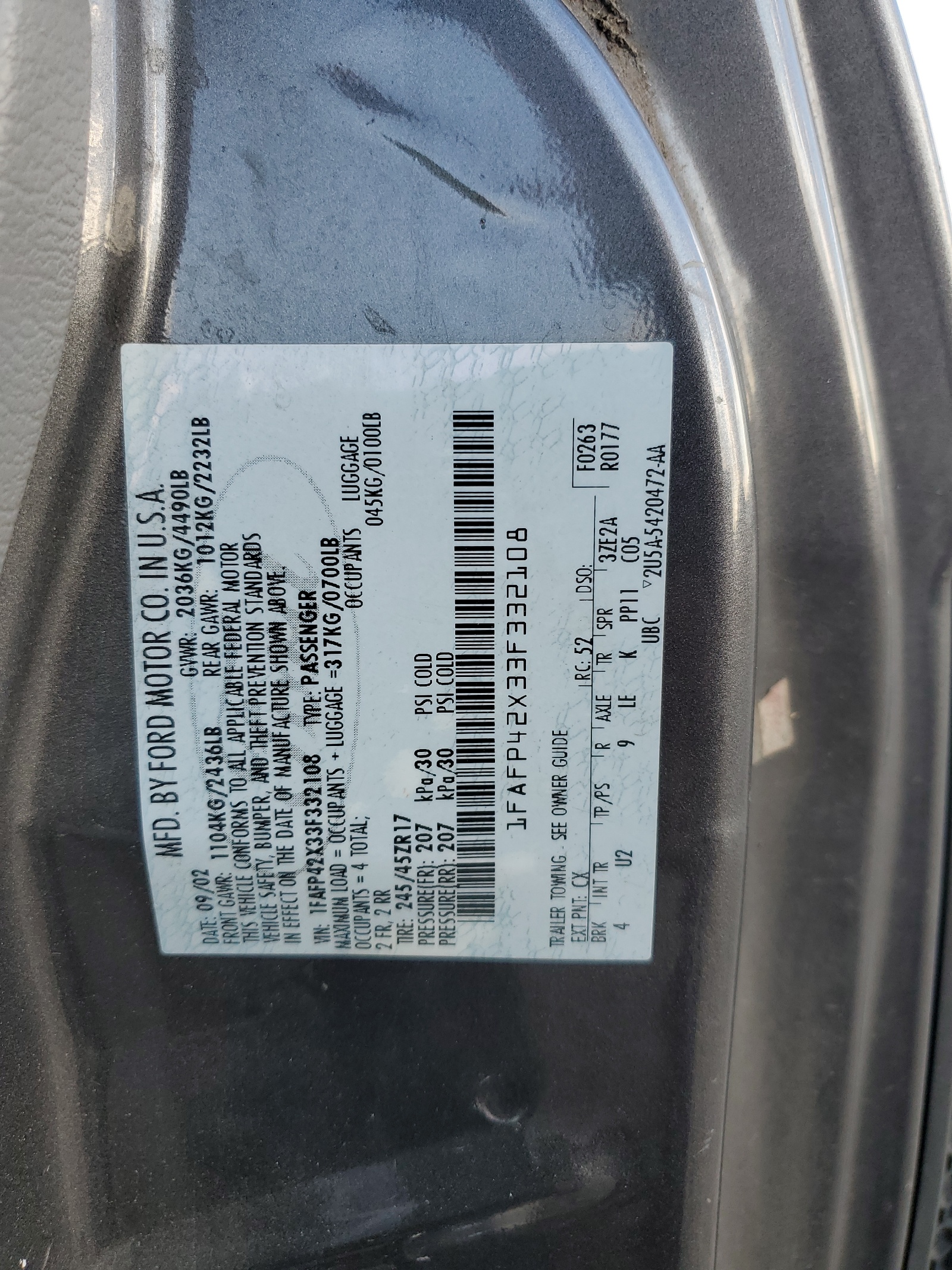 1FAFP42X33F332108 2003 Ford Mustang Gt