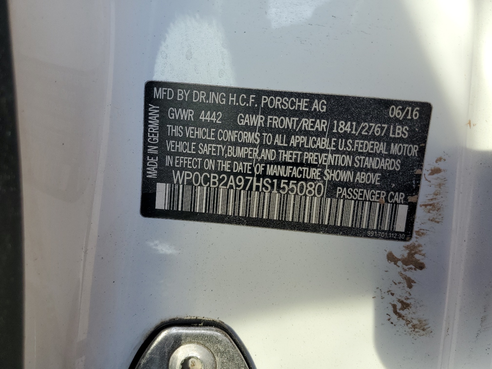 WP0CB2A97HS155080 2017 Porsche 911 Carrera S