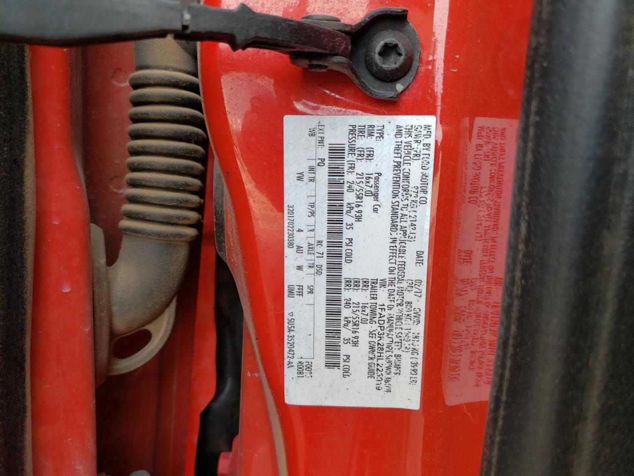 2017 Ford Focus Se VIN: 1FADP3K28HL225019 Lot: 55640734