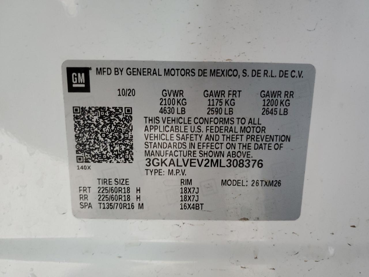 2021 GMC Terrain Slt VIN: 3GKALVEV2ML308376 Lot: 59882764