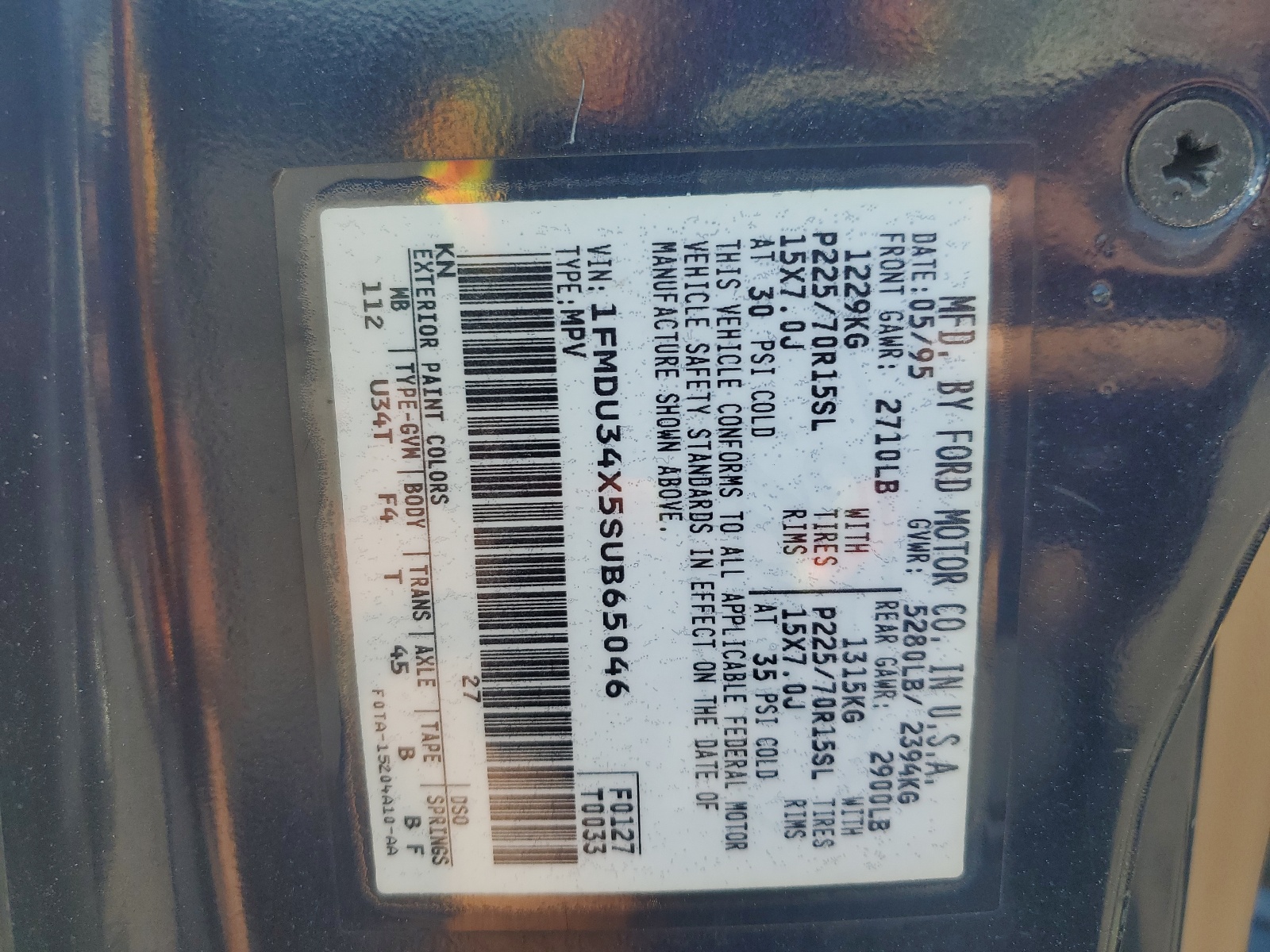 1FMDU34X5SUB65046 1995 Ford Explorer