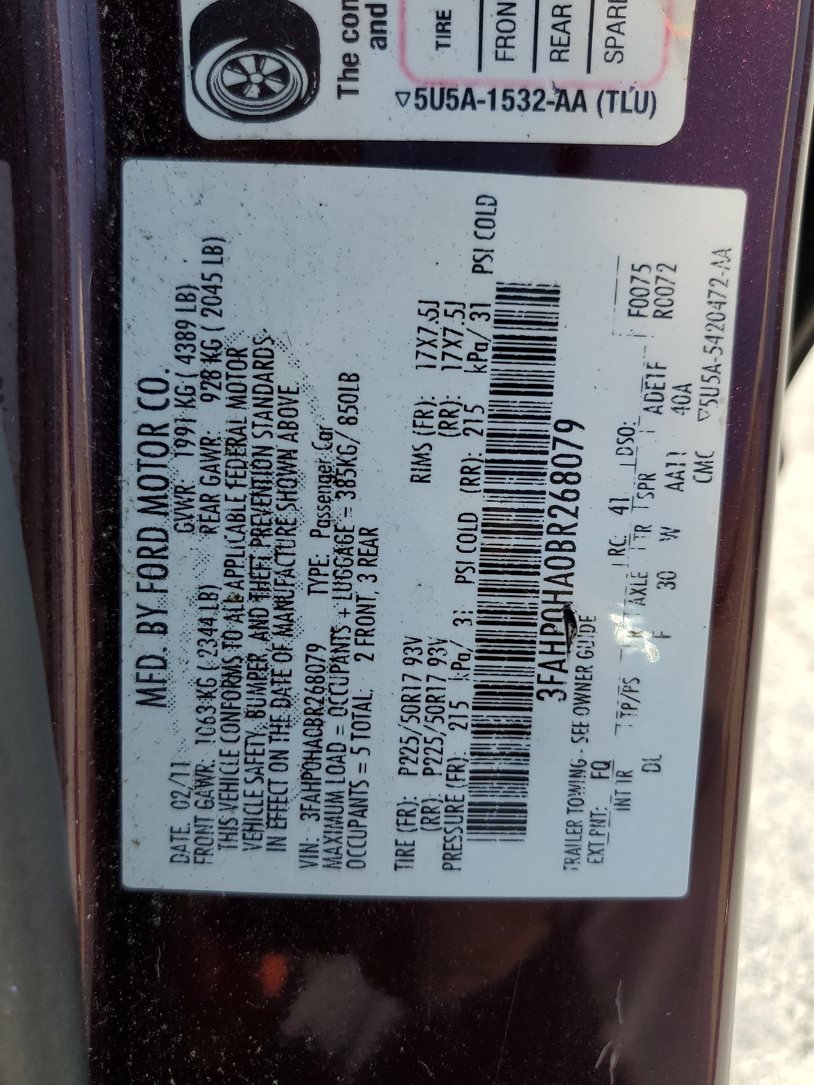 3FAHP0HA0BR268079 2011 Ford Fusion Se