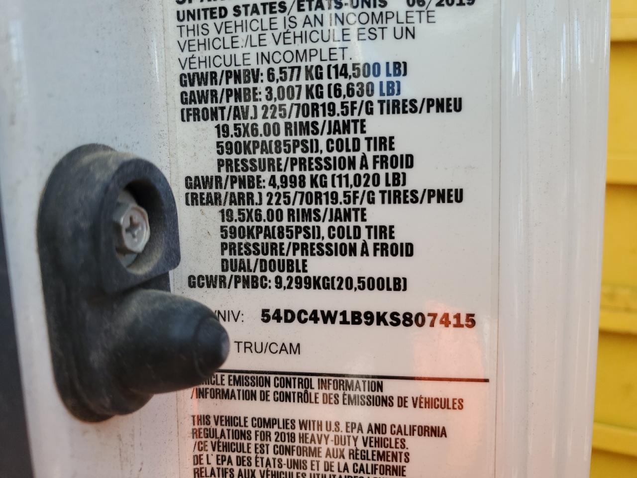 2019 Isuzu Npr Hd VIN: 54DC4W1B9KS807415 Lot: 59826044