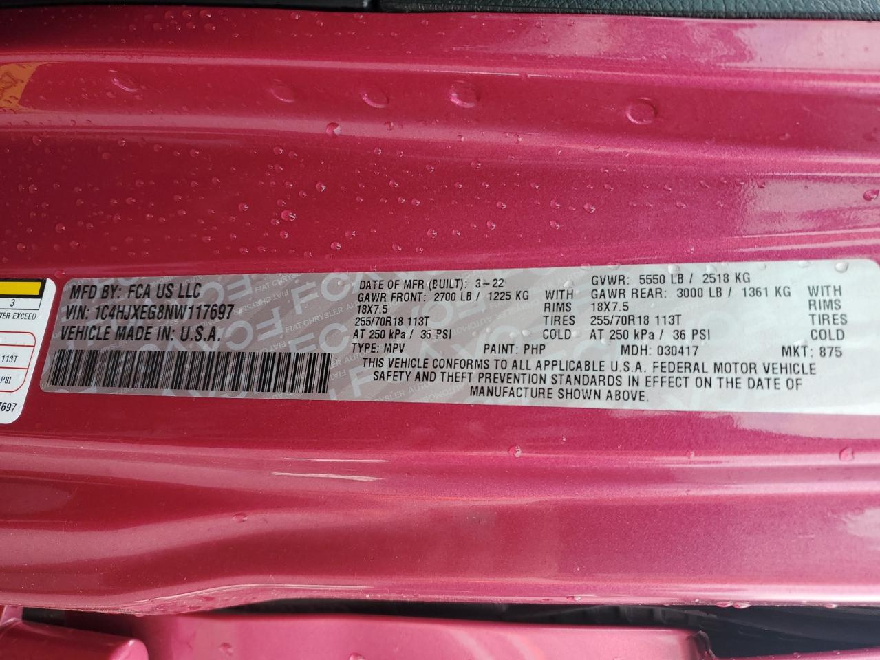 2022 Jeep Wrangler Unlimited Sahara VIN: 1C4HJXEG8NW117697 Lot: 59032554