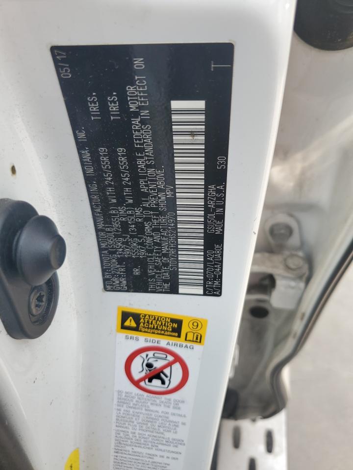 2017 Toyota Highlander Limited VIN: 5TDYZRFH3HS214970 Lot: 57212704