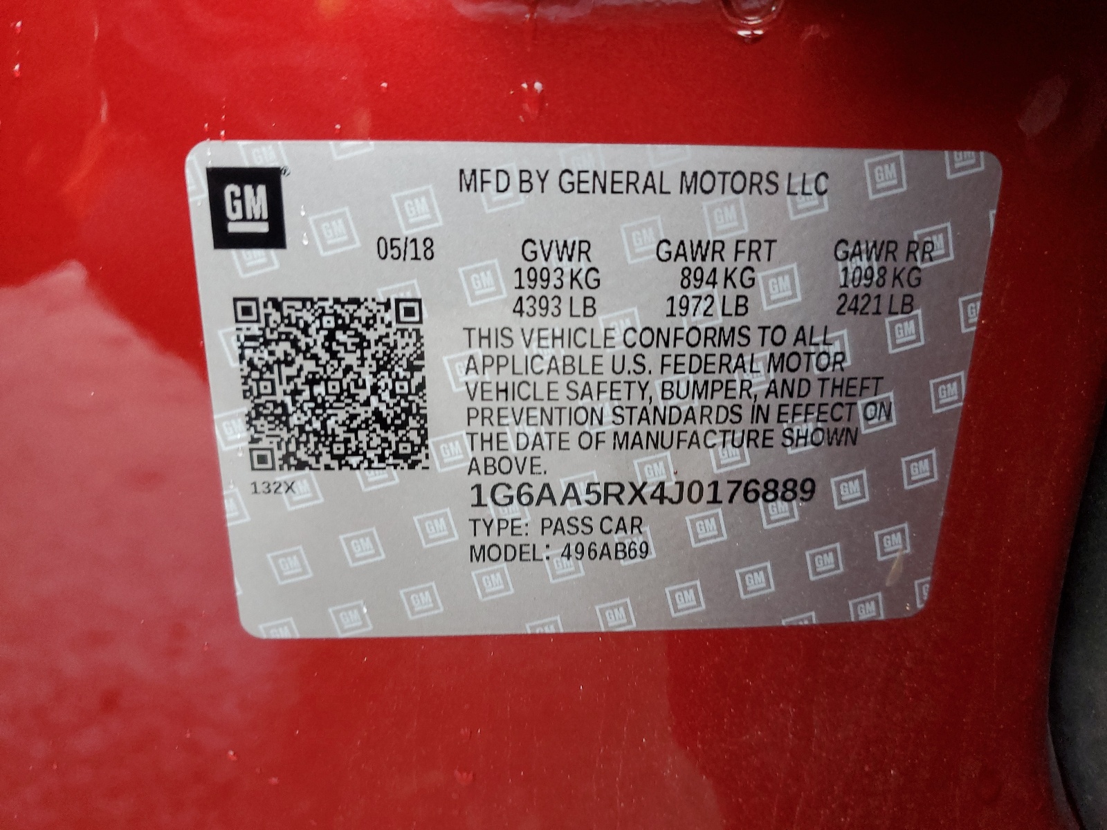 1G6AA5RX4J0176889 2018 Cadillac Ats