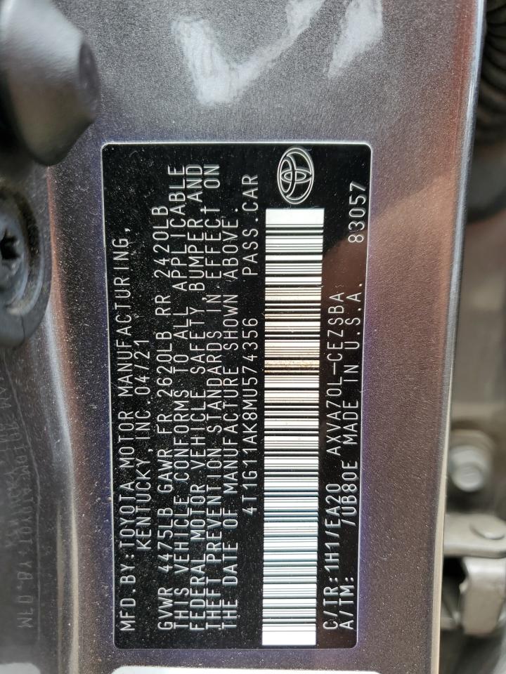 4T1G11AK8MU574356 2021 Toyota Camry Se