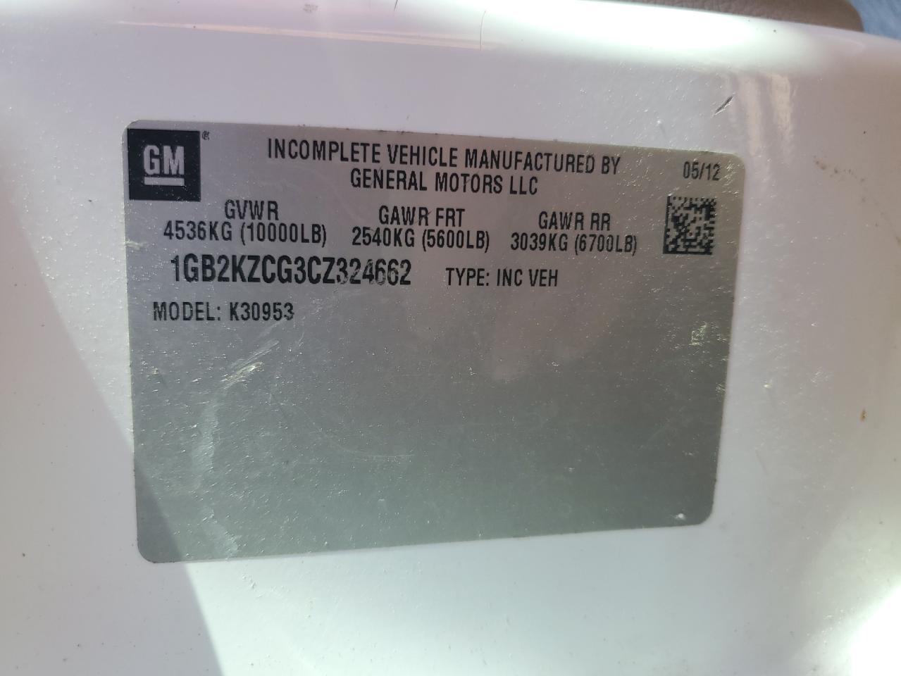 2012 Chevrolet Silverado K3500 VIN: 1GB2KZCG3CZ324662 Lot: 57851914