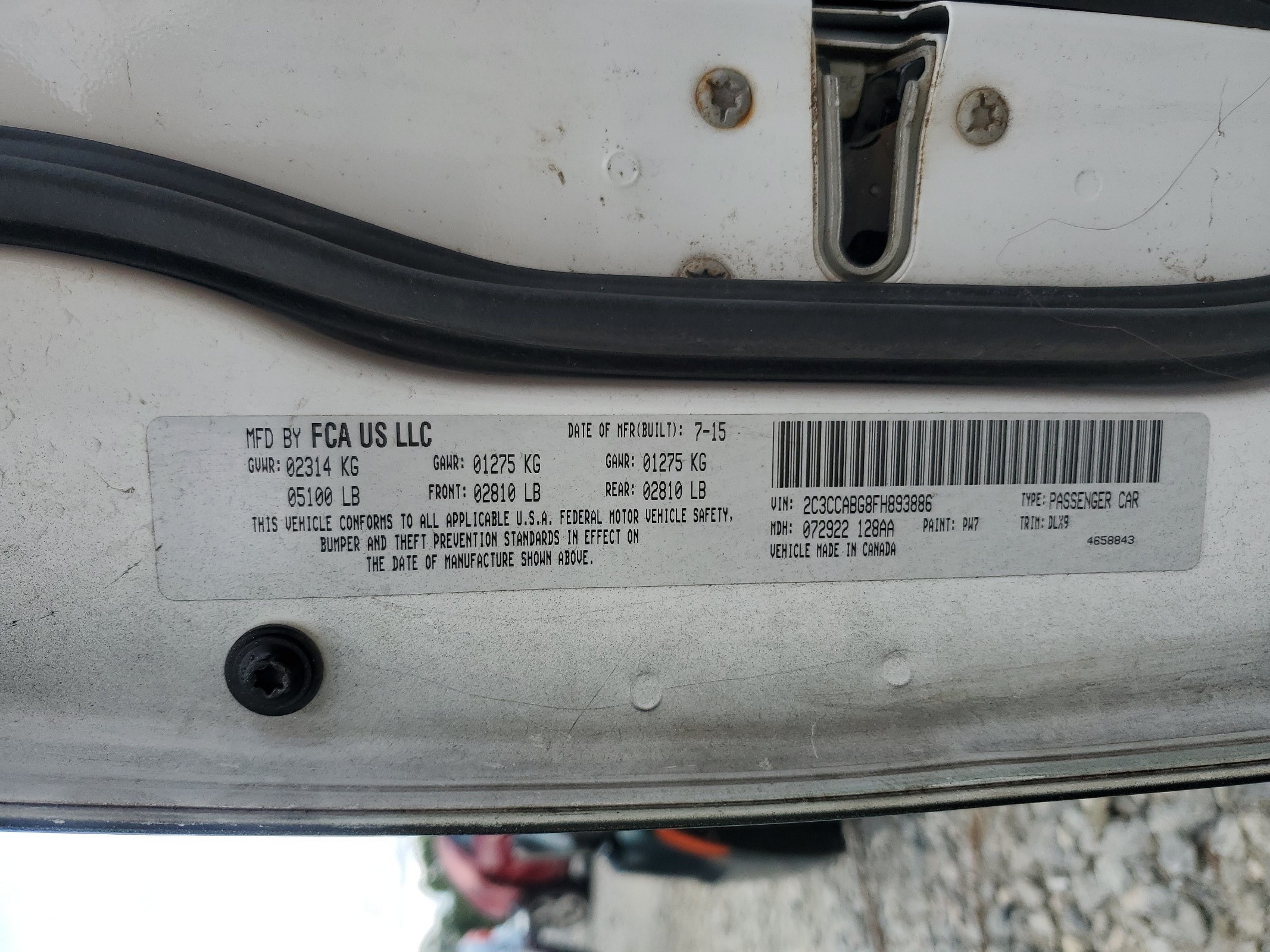 2C3CCABG8FH893886 2015 Chrysler 300 S