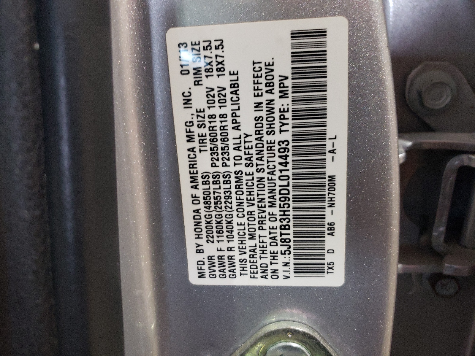 5J8TB3H59DL014493 2013 Acura Rdx Technology