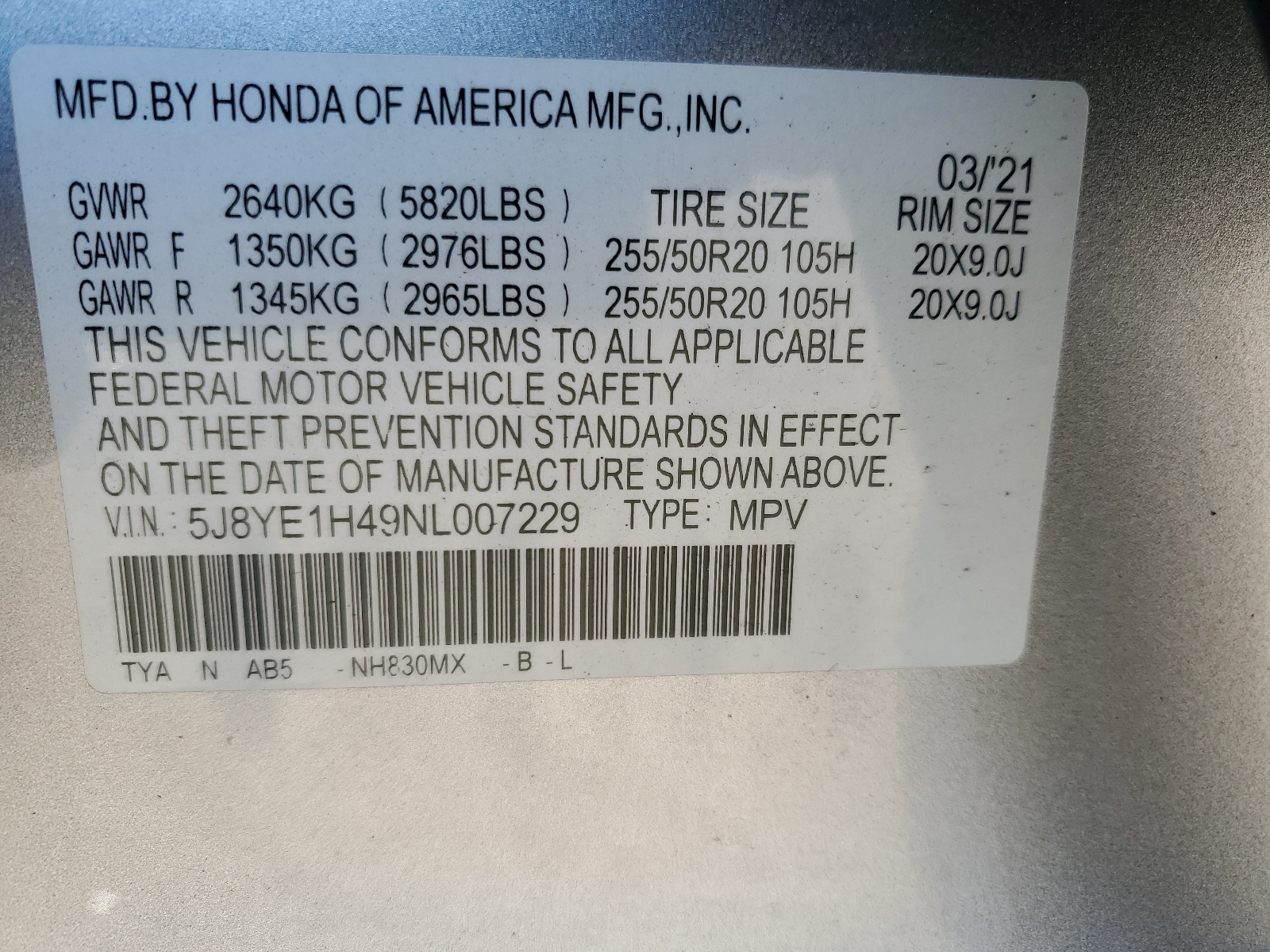 5J8YE1H49NL007229 2022 Acura Mdx Technology