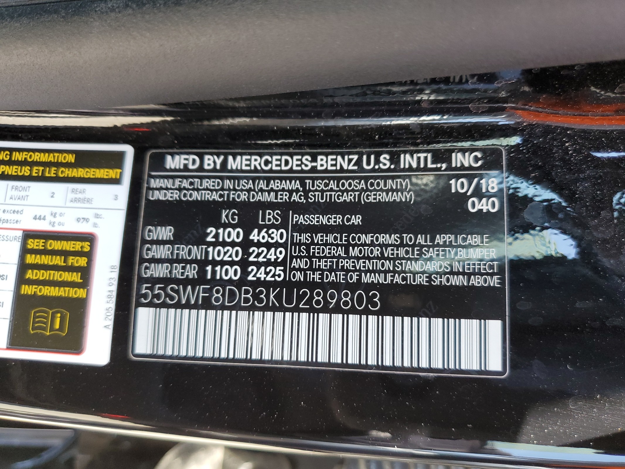 55SWF8DB3KU289803 2019 Mercedes-Benz C 300