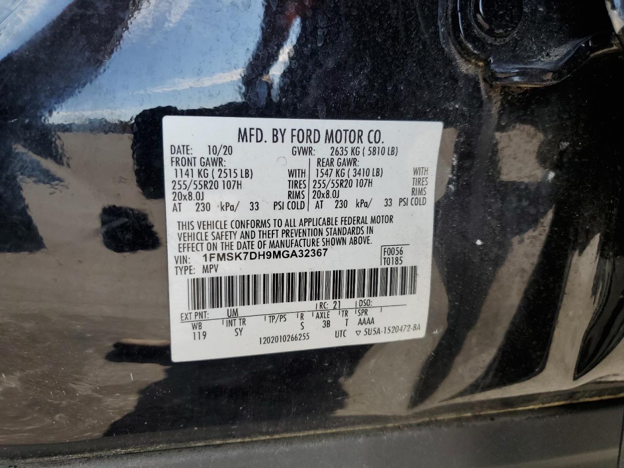 2021 Ford Explorer Xlt VIN: 1FMSK7DH9MGA32367 Lot: 58234084